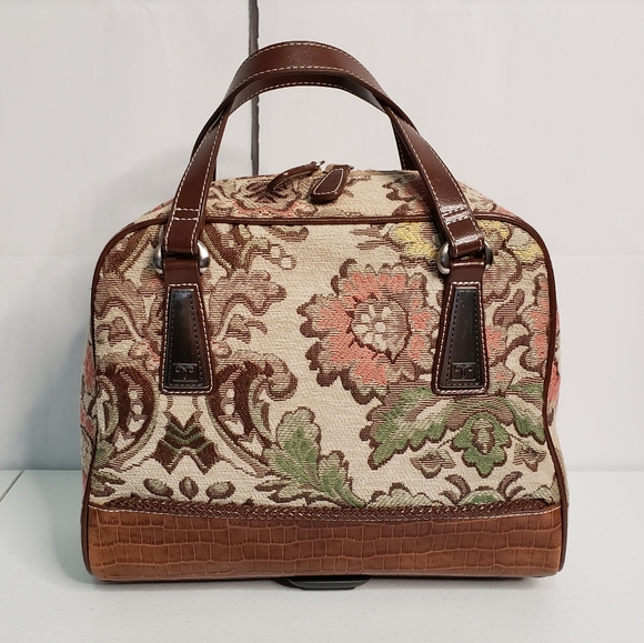 Marlo Handbags - *SOLD* Marlo Floral Tapestry Croc Embossed Handbag